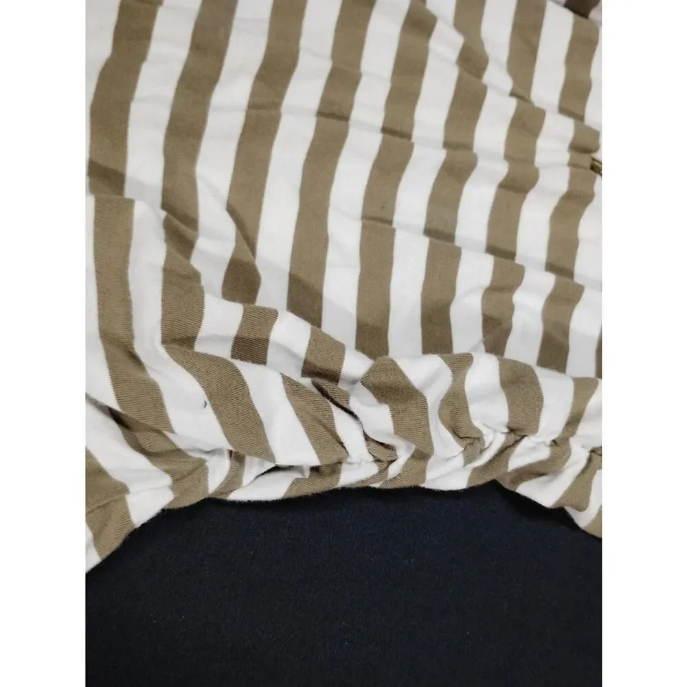 Michael Kors Striped V-Neck Zip Front Women’s Top - Khaki & White